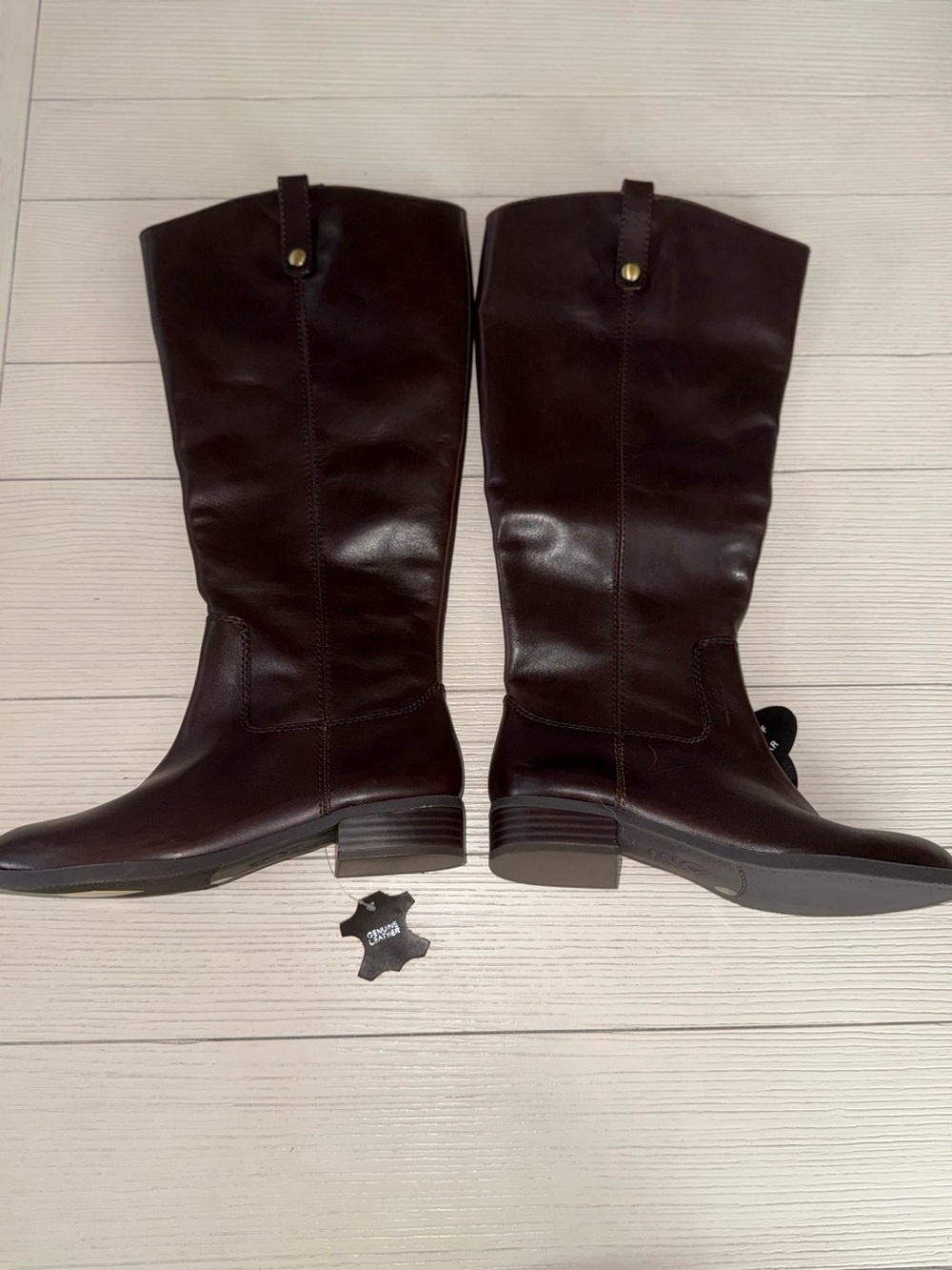 INC Women's Tall Brown Leather Riding Boots